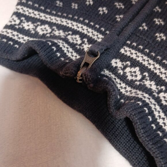L.L. Bean, 100% Cotton, Nordic Fair Isle Sweater, 1/4 Zip, Black/White, Med.-Reg - Picture 16 of 16
